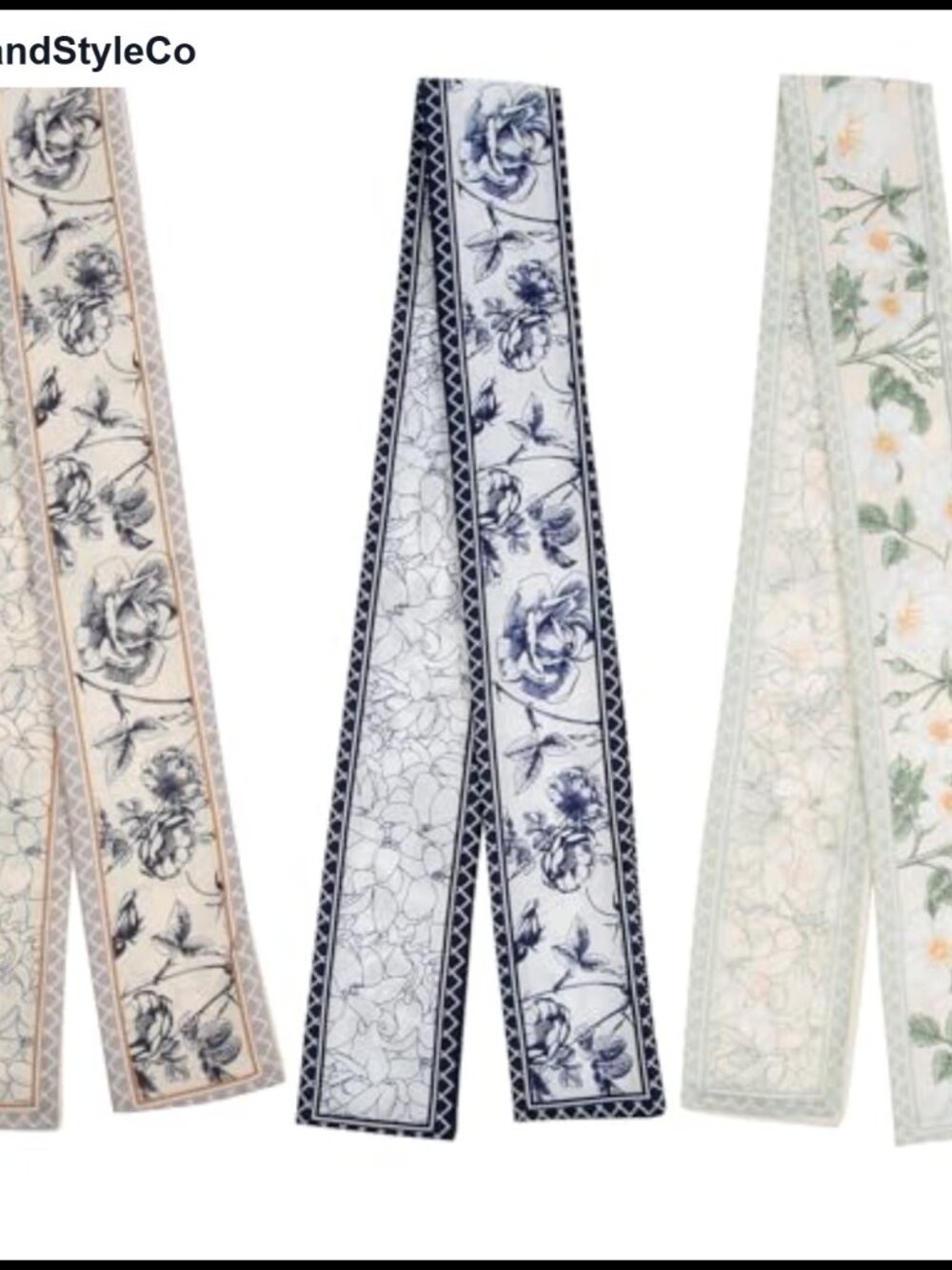 3PCS Silk Purse Scarf Set Skinny Neck Scarves Hair Bands Handbag Accessories